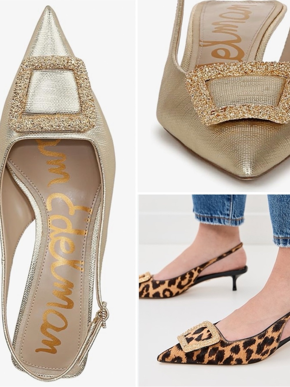 Sam Edelman Kammie Gold Slingback Kitten Heels - Picture 16 of 16